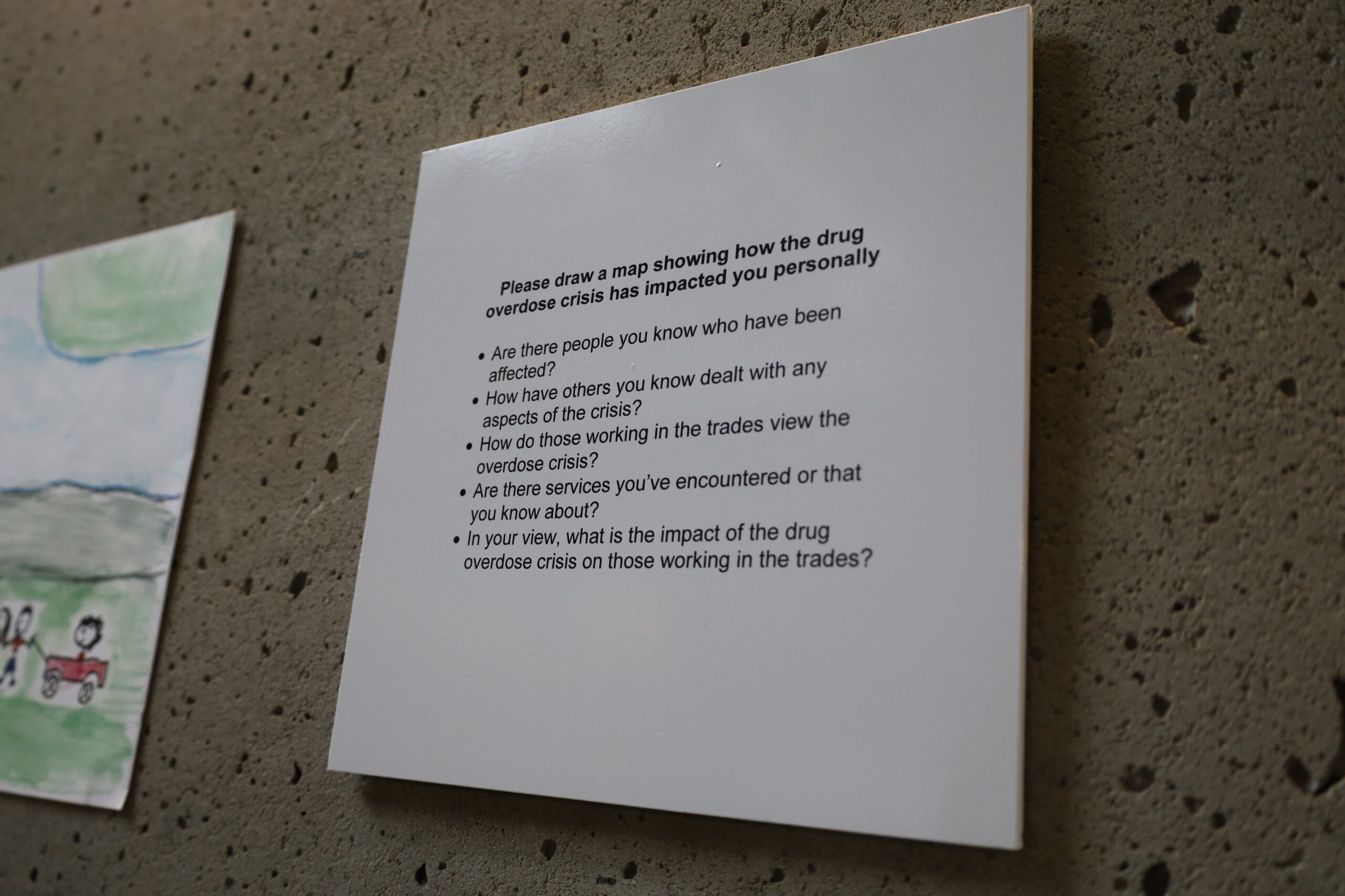 One of the signs posted near the "cultural maps" during the art exhibition.