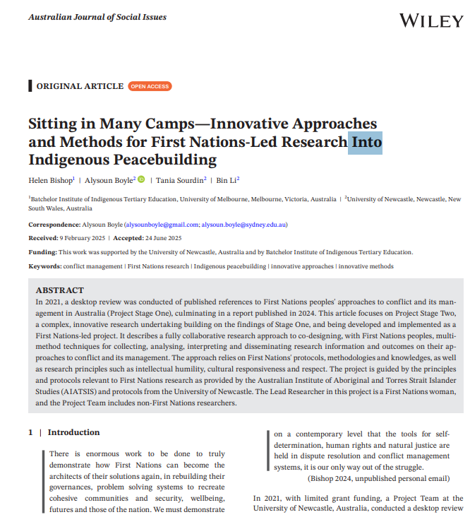 Sitting in Many Camps—Innovative Approaches and Methods for First Nations-Led Research Into Indigenous Peacebuilding